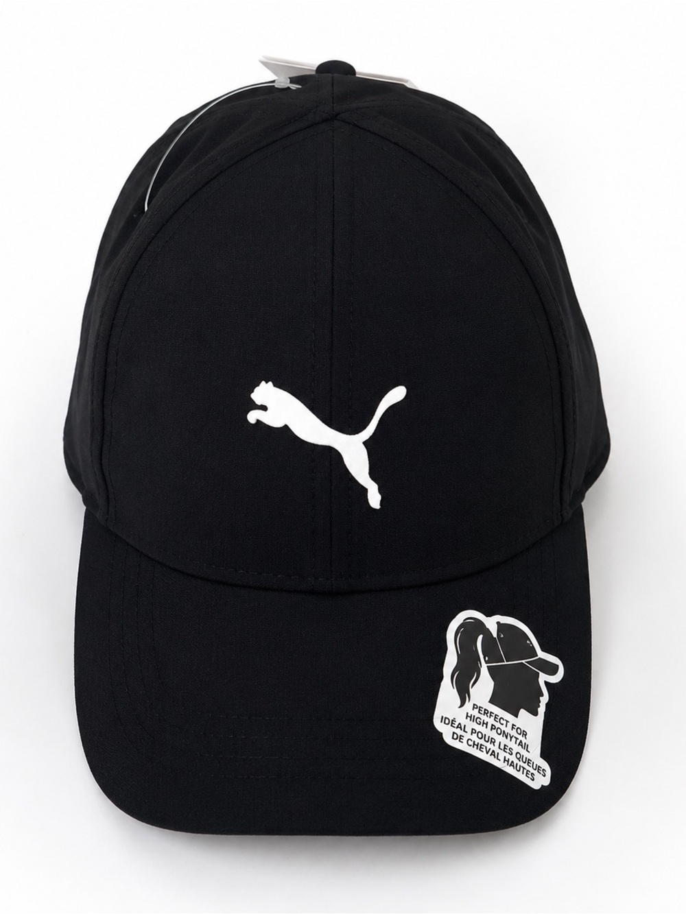 Puma Black Ponytail Baseball Cap with White Logo - Picture 2 of 4